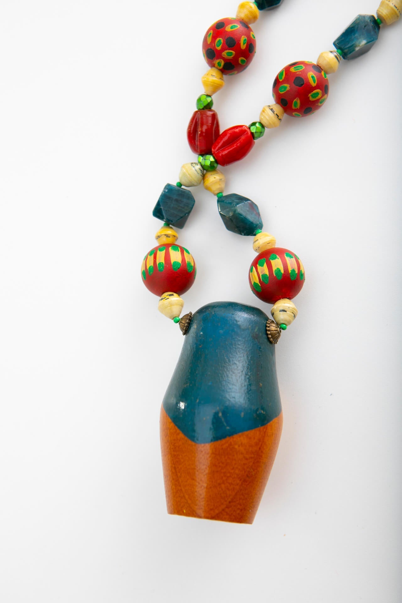 Vintage Matroyshka Doll Necklace on Red and Blue Necklace | Hopetown & Hunter
