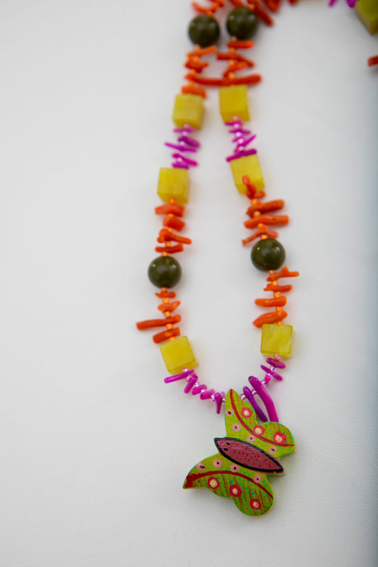Wood Butterfly Necklace