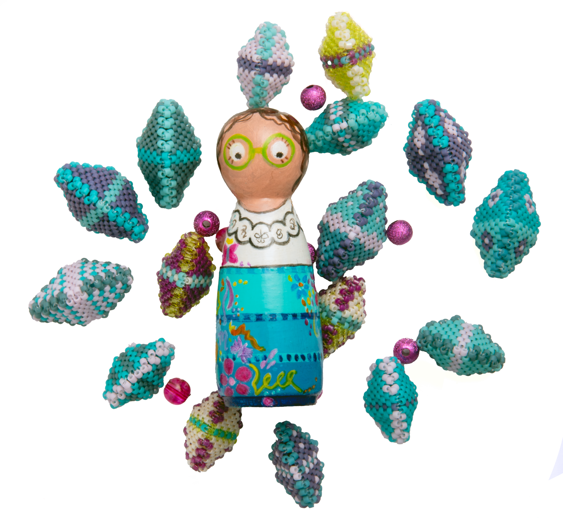 Hand Beaded Necklace with Small Wood Figure Pendant | Hopetown & Hunter