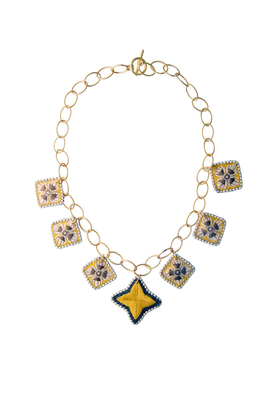Yellow Military Pips Necklace on Gold Chain | Hopetown & Hunter