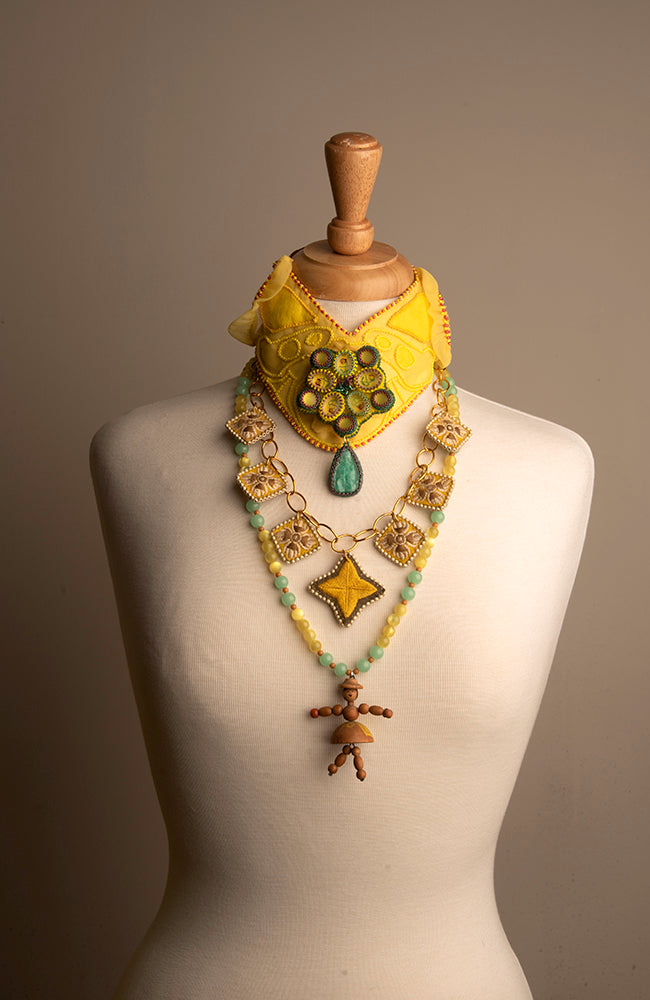 Yellow Military Pips Necklace on Gold Chain | Hopetown & Hunter