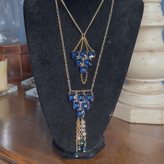 Vintage Blue Glass And Chain Necklace | Hopetown & Hunter