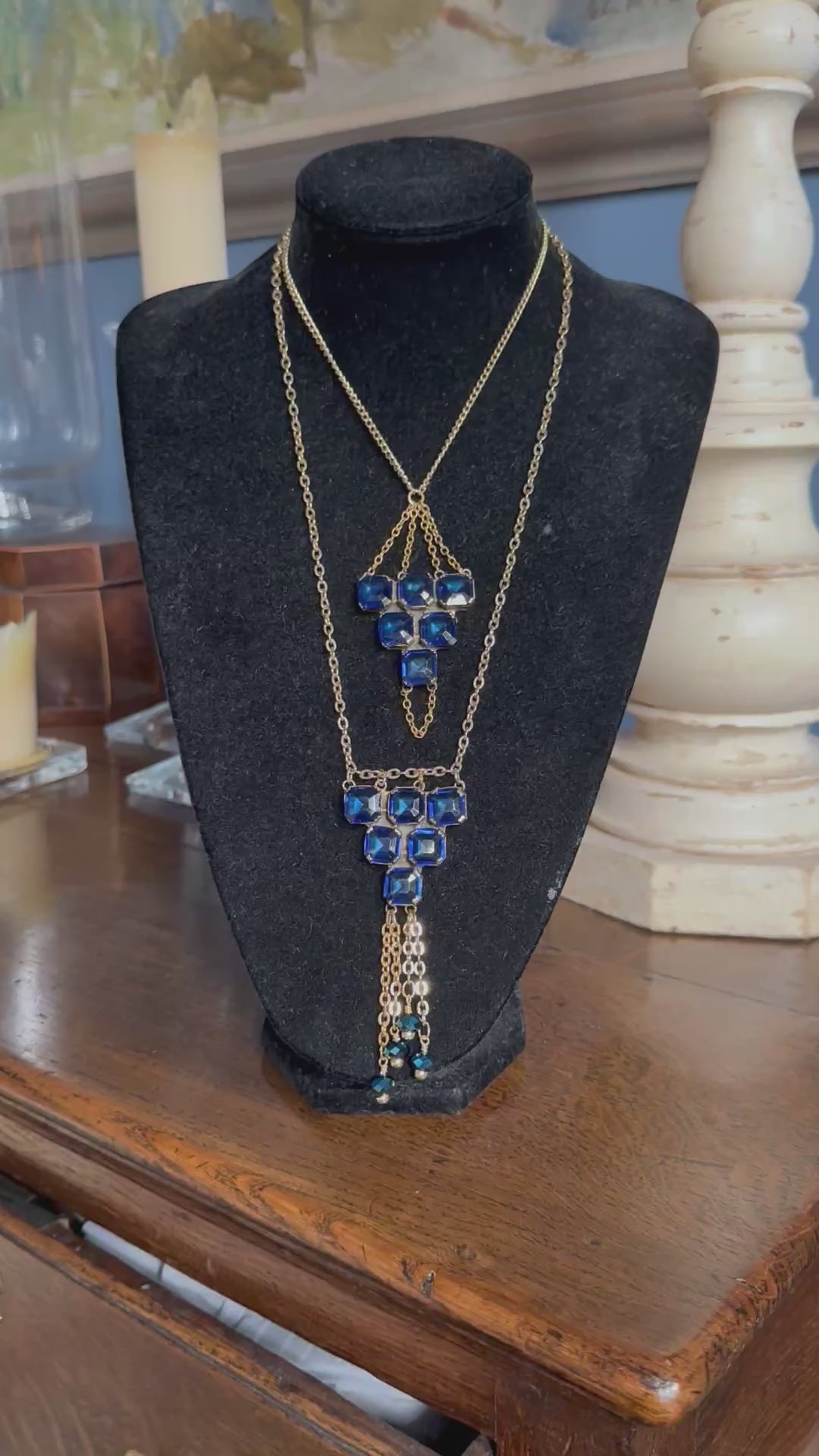 Vintage Blue Glass And Chain Necklace | Hopetown & Hunter