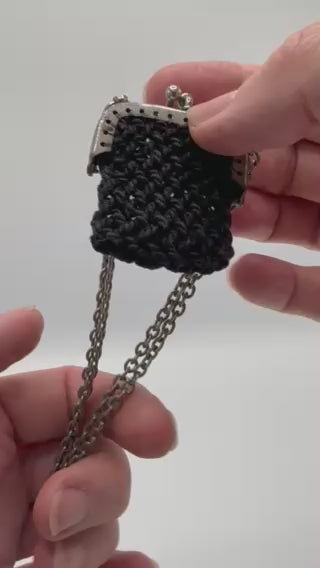 Vintage Black Crocheted Coin Purse Necklace | Hopetown & Hunter