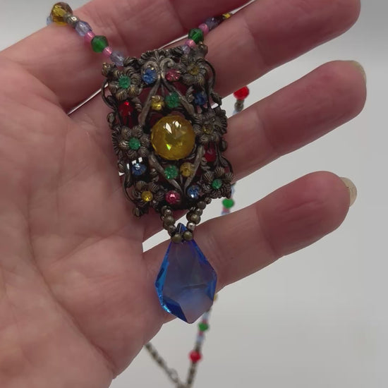 Vintage Buckle Necklace With Blue Dropper | Hopetown & Hunter