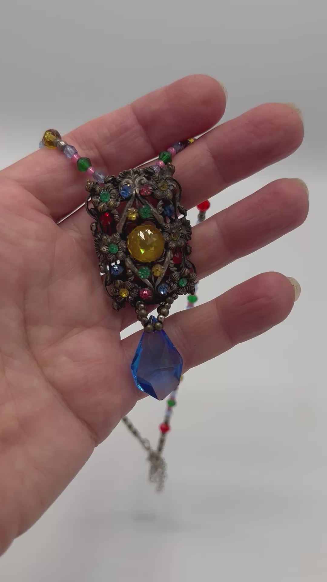 Vintage Buckle Necklace With Blue Dropper | Hopetown & Hunter