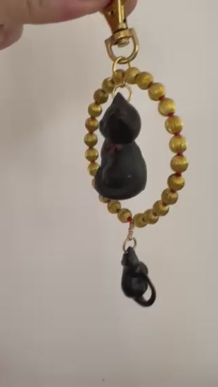 Vintage Black Cat Bag Charm 2