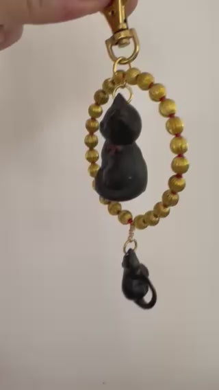 Vintage Black Cat Bag Charm 2